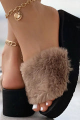 One Strap Platform Fuzzy Slippers