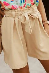 Paper Bag Waist Belted Shorts