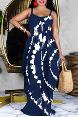 Tie Dye Print V-Neck Spaghetti Strap Maxi Dress