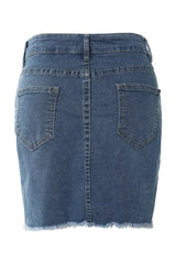 Tassel Decor Raw Hem Denim Skirt