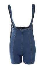 High Waist Skinny Suspender Denim Romper