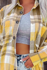 Plaid Print Long Sleeve Button Down Shacket