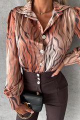 Zebra Stripe Print Long Sleeve Buttoned Shirt