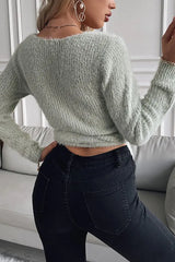 Fluffy Tied Detail Long Sleeve Top