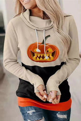 Halloween Pumpkin Print Long Sleeve Top