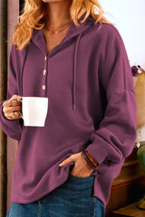 Oufeir Buttoned Hooded Long Sleeve Sweatshirts