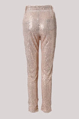 High Waist Tied Detail Sequins Skinny Pants