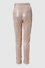 High Waist Tied Detail Sequins Skinny Pants