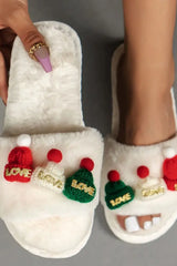 Christmas Letter Hat Pattern Fluffy Slippers