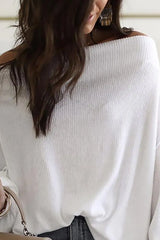 Off Shoulder Lantern Sleeve Casual Sweater