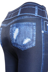 Denim Pattern Print High Waist Butt Lift Leggings