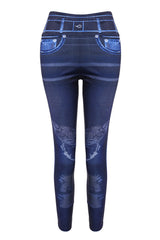 Denim Pattern Print High Waist Butt Lift Leggings