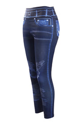 Denim Pattern Print High Waist Butt Lift Leggings