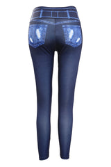 Denim Pattern Print High Waist Butt Lift Leggings