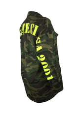 Plus Size Camouflage Letter Print Long Sleeve Shacket