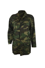 Plus Size Camouflage Letter Print Long Sleeve Shacket