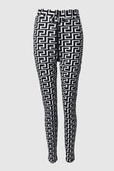 Geo Print Zipper Design Skinny Pants