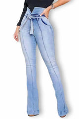 High Waist Tied Detail Bootcut Jeans