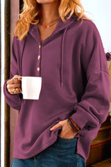 Oufeir Buttoned Hooded Long Sleeve Sweatshirts