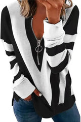 Colorblock Zipper Design Long Sleeve Sweatshirt