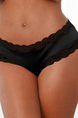 Lace-up Back Contrast Lace Breathable Panty