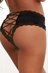 Lace-up Back Contrast Lace Breathable Panty