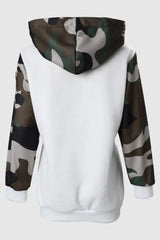 Camouflage Print Long Sleeve Drawstring Hoodie