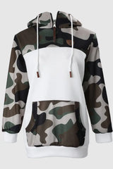 Camouflage Print Long Sleeve Drawstring Hoodie