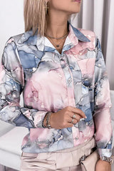 Marble Print Button Design Shirt