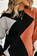 Colorblock Long Sleeve Casual Sweater