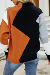 Colorblock Long Sleeve Casual Sweater