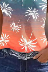 Coconut Tree Ombre Print Casual Tank Top