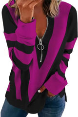 Colorblock Zipper Design Long Sleeve Sweatshirt