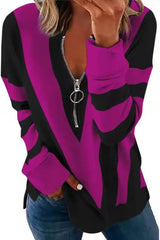 Colorblock Zipper Design Long Sleeve Sweatshirt