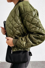 Quilted Long Sleeve Zipper Design Puffer Jacket