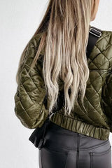 Quilted Long Sleeve Zipper Design Puffer Jacket