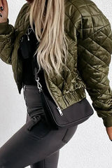 Quilted Long Sleeve Zipper Design Puffer Jacket