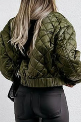 Quilted Long Sleeve Zipper Design Puffer Jacket