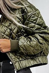 Quilted Long Sleeve Zipper Design Puffer Jacket