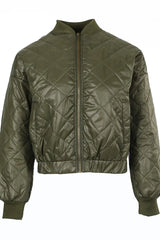 Quilted Long Sleeve Zipper Design Puffer Jacket