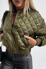 Quilted Long Sleeve Zipper Design Puffer Jacket