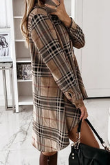 Plaid Long Sleeve Casual Shirt Dress