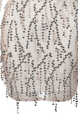 V Neck Lantern Sleeve Sheer Mesh Sequin Dress