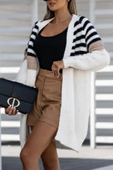 Colorblock Striped Open Front Cardigan