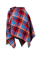 Plaid Print Tied Detail Asymmetrical Skirt