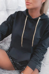 Sequin Wing Pattern Cutout Hooded Top