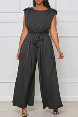 Sleeveless Wide Leg Work Jumpsuit