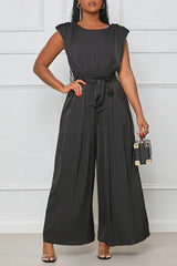 Sleeveless Wide Leg Work Jumpsuit