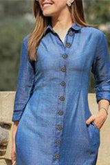 Long Sleeve Button Down Denim Dress