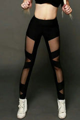 Sheer Mesh High Waist Skinny Leggings